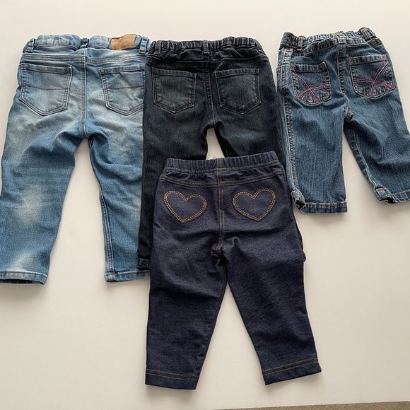 Lot of 4 baby jeans in great condition! 6mo - 12mo Oshkosh, &DENIM... - Picture 2 of 3